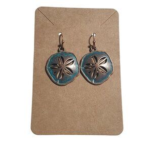 Sand Dollar Dangle Earrings Patina Finish Boho Jewelry Lightweight Design Women
